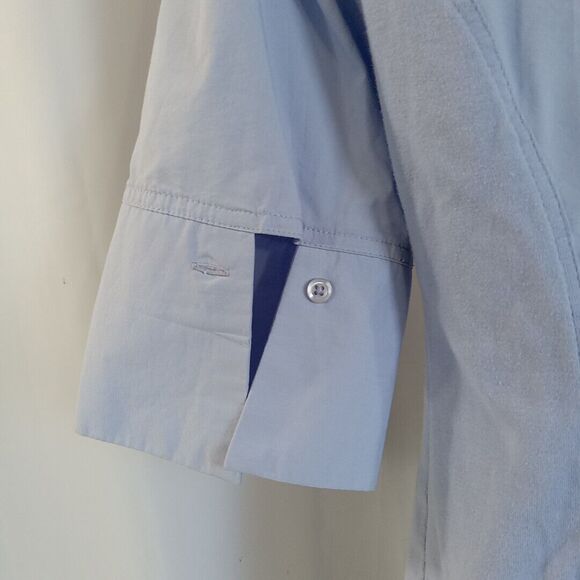 Signature By Larry Levine Shirt Women's Size Small Lt Blue Button Up 1 /2 Sleeve - Picture 4 of 12